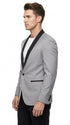 Men’s Light Grey Dinner Jacket with Black Shawl Lapel, Formal Tuxedo Evening Blazer