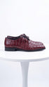 Los Altos Men’s Burgundy Crocodile Shoes, Exotic Gator Lace-Up Formal Dress Shoes