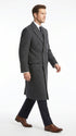 Men’s Dark Grey 44 Inch Double Breasted Wool Blend Overcoat, Long Length Dress Coat