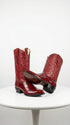 Men’s Red Eel Cowboy Boots with Pointed Toe, Original Leather Western Dress Boots