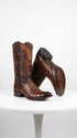 Men’s Brown Caiman Crocodile Tail Cowboy Boots with European Toe, Exotic Western Dress Boots