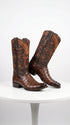 Men’s Brown Caiman Crocodile Tail Cowboy Boots with European Toe, Exotic Western Dress Boots
