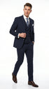 Men’s Navy Gangster Pinstripe Suit with 2 Button Jacket, Double Breasted Vest and Pants