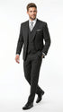 Men’s Black Bold Pinstripe 1920s Suit with Vest and Pants – Vintage Gangster Style Outfit
