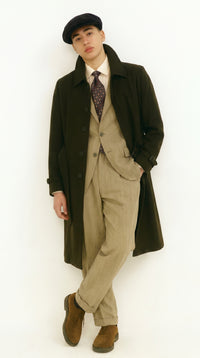 Men’s Black Long Trench Coat, All Weather Belted Maxi Length Dress Rain Coat