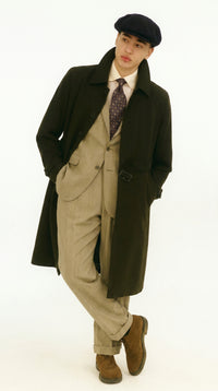Men’s Black Long Trench Coat, All Weather Belted Maxi Length Dress Rain Coat