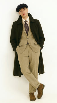 Men’s Black Long Trench Coat, All Weather Belted Maxi Length Dress Rain Coat