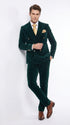 Men’s Rossi Man Zeus Emerald Green Velvet Double Breasted Tuxedo Suit, Formal Wedding Prom Dinner Suit