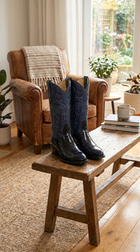 Men’s Red Eel Cowboy Boots with Pointed Toe, Original Leather Western Dress Boots