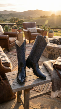 Men’s Red Eel Cowboy Boots with Pointed Toe, Original Leather Western Dress Boots