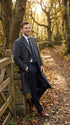 Men’s Dark Grey 44 Inch Double Breasted Wool Blend Overcoat, Long Length Dress Coat