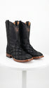 Men’s Los Altos Black Matte Pirarucu Wide Square Toe Cowboy Boots, Genuine Exotic Western Boots