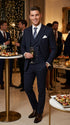 Men’s Navy Gangster Pinstripe Suit with 2 Button Jacket, Double Breasted Vest and Pants