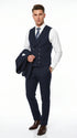 Men’s Navy Gangster Pinstripe Suit with 2 Button Jacket, Double Breasted Vest and Pants