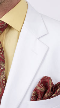 Men’s White Classic Fit 3 Button Poplin Suit, Two Piece Formal Wedding Dress Suit