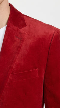 Men’s Red Velvet Big and Tall Blazer, Affordable Clearance Formal Sport Coat for Prom and Parties