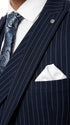 Men’s Navy Gangster Pinstripe Suit with 2 Button Jacket, Double Breasted Vest and Pants
