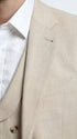 Men’s Khaki Sharkskin Wedding Suit with One Button Jacket, Double Breasted Vest and Pants