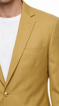 Men’s Gold Poplin Club Sport Coat, Classic Fit Dress Casual Blazer
