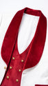 Marco Lorenzo Premium White Paisley 4 Piece Suit with Red Velvet Shawl Lapel and Matching Bow Tie