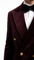 Men’s Rossi Man Zeus Dark Brown Velvet Double Breasted Tuxedo Suit, Formal Wedding Prom Dinner Suit Set