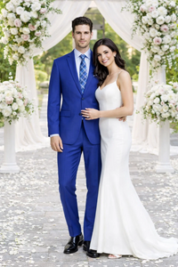 Mantoni 2-Button Slim or Modern Fit in 3-Blue Navy Fabrics