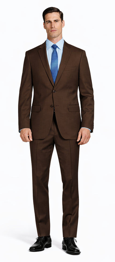 Mantoni Brown Two-Button Wool Suit