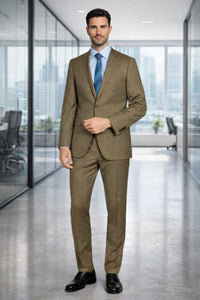 Mantoni Camel or Taupe Two-button Wool Suit