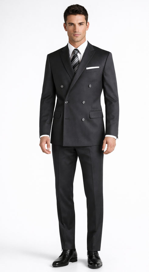 Mantoni Double-Breast Black, Grey, or Navy Wool Suit