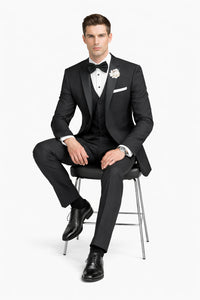 Mens Tiglio Black Tuxedo – Classic Formal Dinner Suit for Wedding, Prom and Black Tie Events