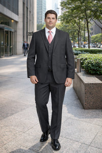 Mens Charcoal Tiglio Suit – Classic 3 Piece Dark Grey Suit for Business, Wedding and Formal Wear