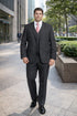 Mens Charcoal Tiglio Suit – Classic 3 Piece Dark Grey Suit for Business, Wedding and Formal Wear