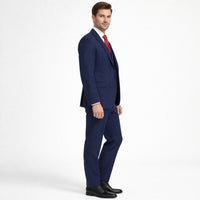 Mens Mantoni Solid Navy Suit – Classic 2 Piece Navy Blue Suit for Wedding, Business & Formal Wear