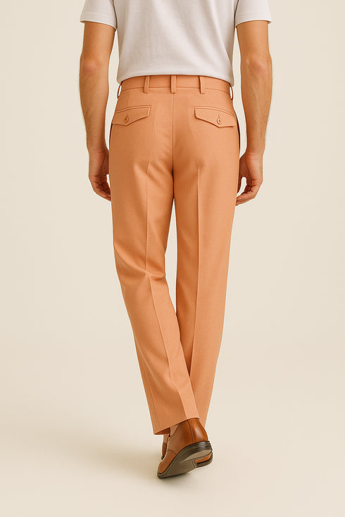 Tiglio Luxe Creamsicle Semi-Wide Leg Wool Marbella Dress Pants TL4013