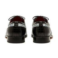 Marco Di Milano Caribe Men's Shoes Newspaper & Black Exotic Hornback Crocodile Skin Derby Oxfords