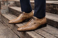 Marco Di Milano Mens Rustic Tan Caiman Gator Derby Apricena