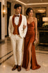 Marco Lorenzo Premium Paisley Burnt Orange Velvet 4pc Suit W/ Matching Bowtie