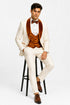Marco Lorenzo Premium Paisley Burnt Orange Velvet 4pc Suit W/ Matching Bowtie