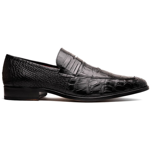 Marco Di Milano Matteo Alligator Penny Loafers Black