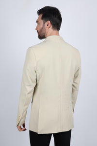Men’s Beige Date Night Blazer – Tailored Modern Fit Stretch Jacket
