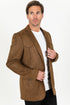 Men’s Double Button Brown Faux Suede Blazer – Modern Fit Dress Jacket