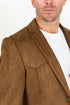 Men’s Double Button Brown Faux Suede Blazer – Modern Fit Dress Jacket