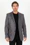 Mens Charcoal Faux Suede Blazer Jacket – Double Button Smart Casual Sport Coat