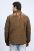 Men’s Quilted Twill Jacket with Aztec Print and Fur Lining – Brown