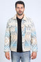 Men’s Aztec Tribal Quilted Twill Jacket – Beige Casual Outerwear