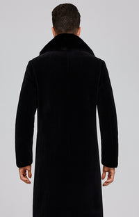 Men Long Faux Fur Coat Black