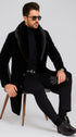 Men Long Faux Fur Coat Black