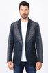 Men’s Navy Fashion Blazer with Embroidery – Smart Casual Dress Jacket