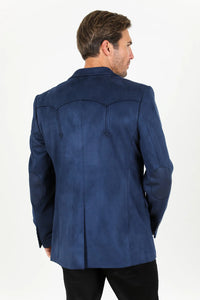 Double Button Suede Western Blazer Navy