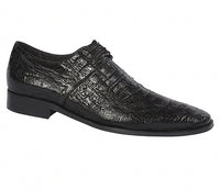 Men’s Black Genuine Full Crocodile Leather Lace-Up Dress Shoes